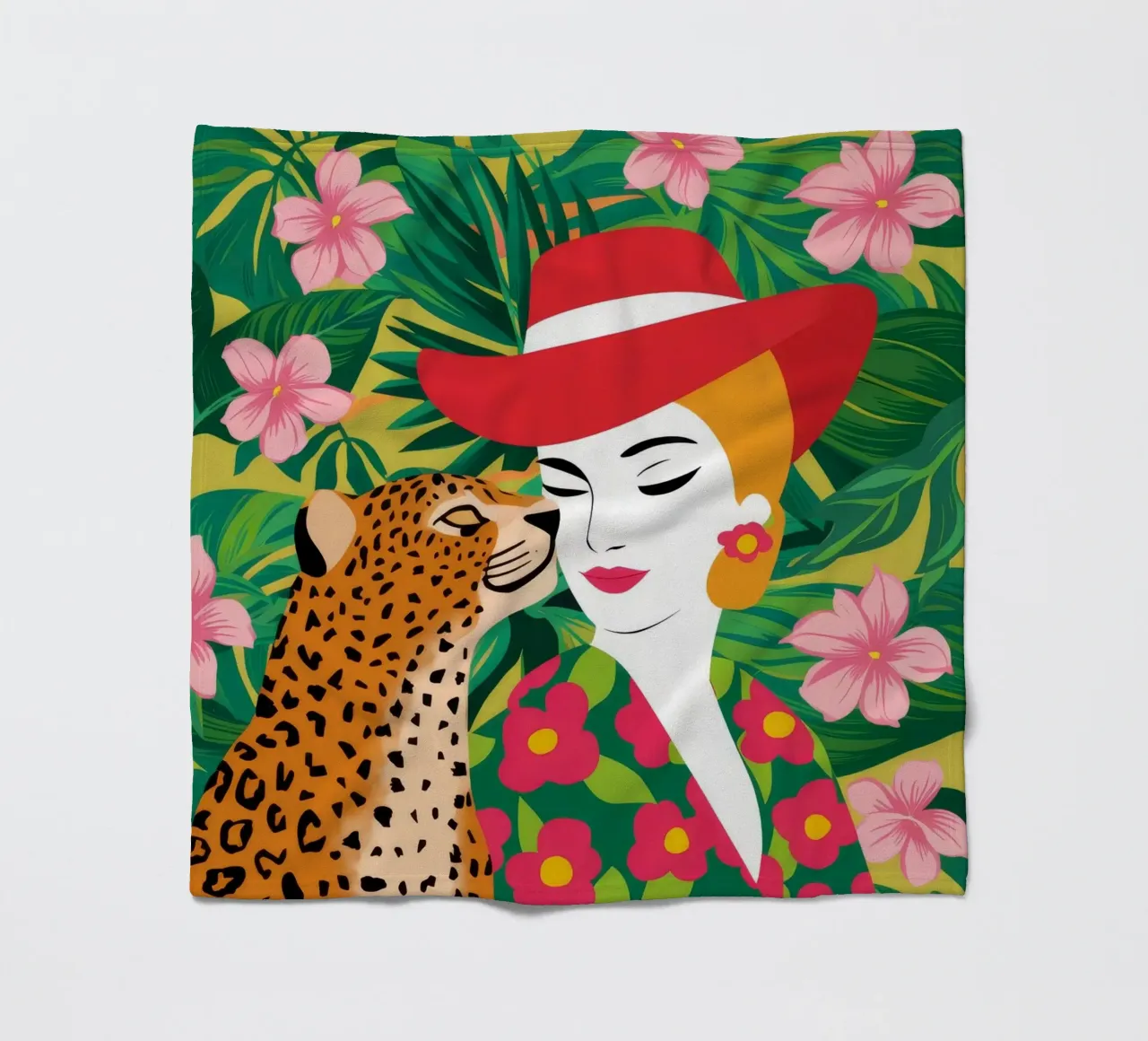 Leopard's Floral Chic fleece blanket by Grande Serene