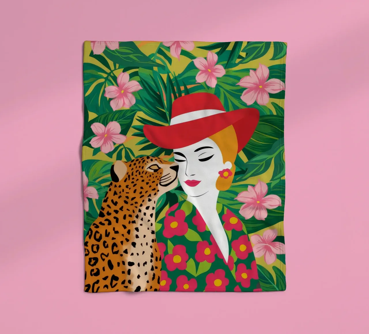 Leopard's Floral Chic fleece blanket by Grande Serene
