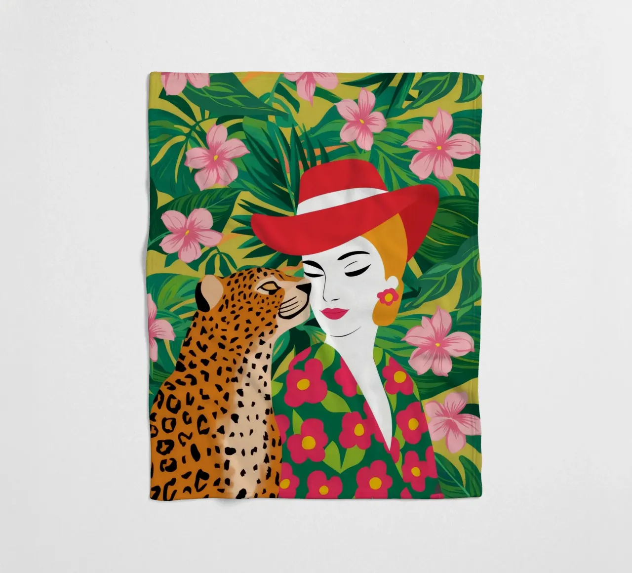 Leopard's Floral Chic fleece blanket by Grande Serene