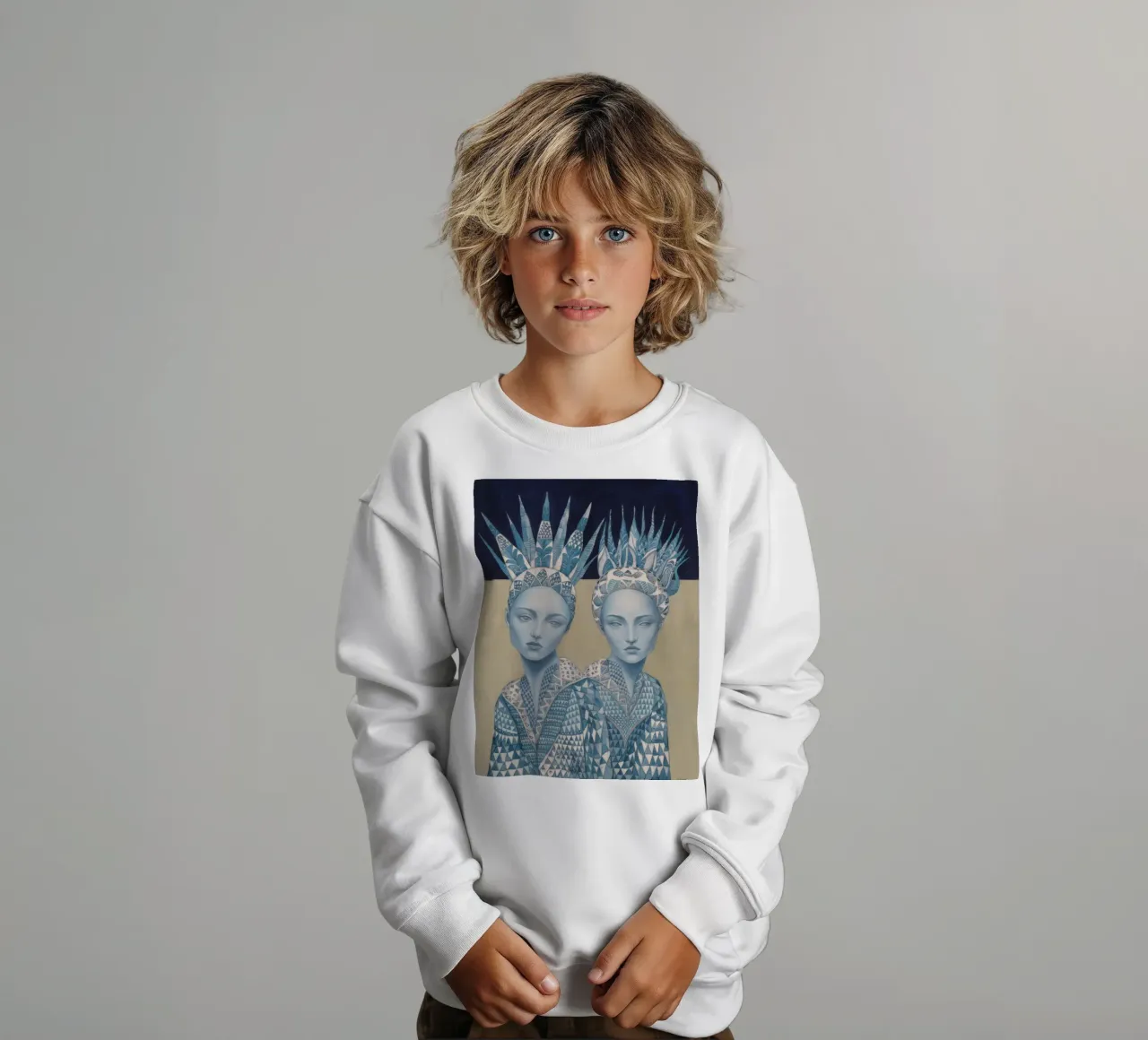 Corone gemelle azzurre felpa bambino da Vivid Reverie