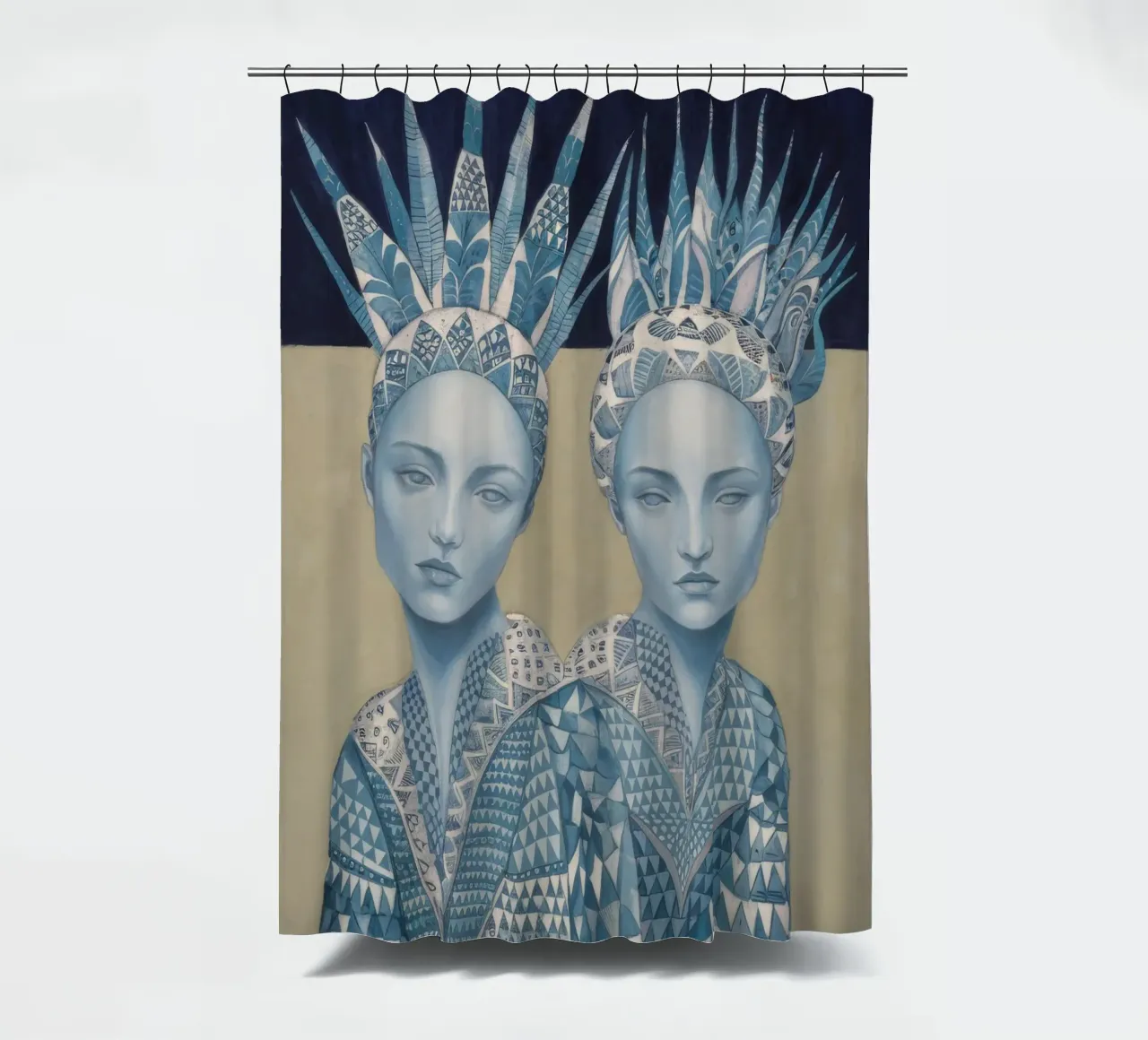 Corone gemelle azzurre tenda da doccia da Vivid Reverie