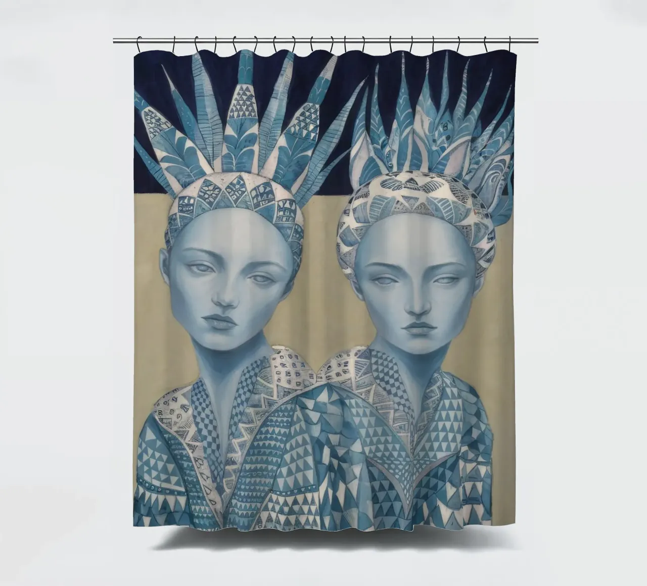 Corone gemelle azzurre tenda da doccia da Vivid Reverie