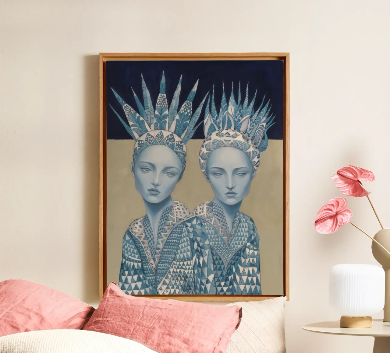 Dubbele Azure kronen canvas met Baklijst van Vivid Reverie