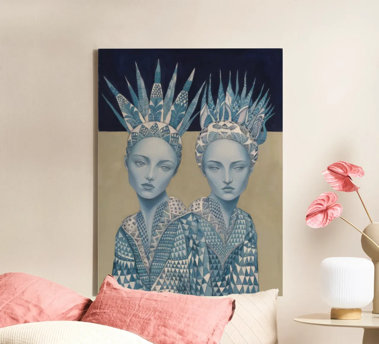 Dubbele Azure kronen canvas met Baklijst van Vivid Reverie