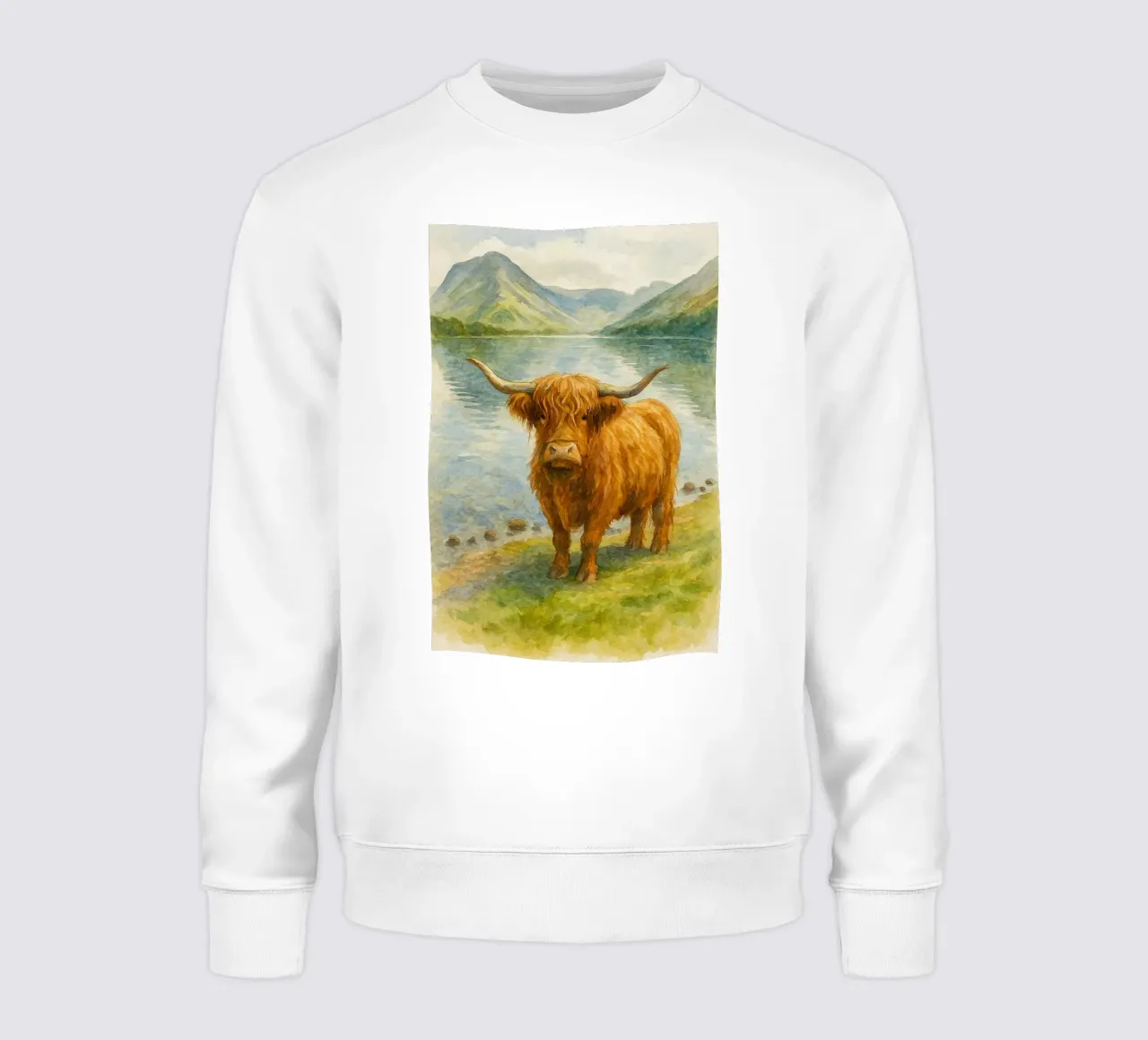 highland cow painting drawing sweatshirt by lauraa