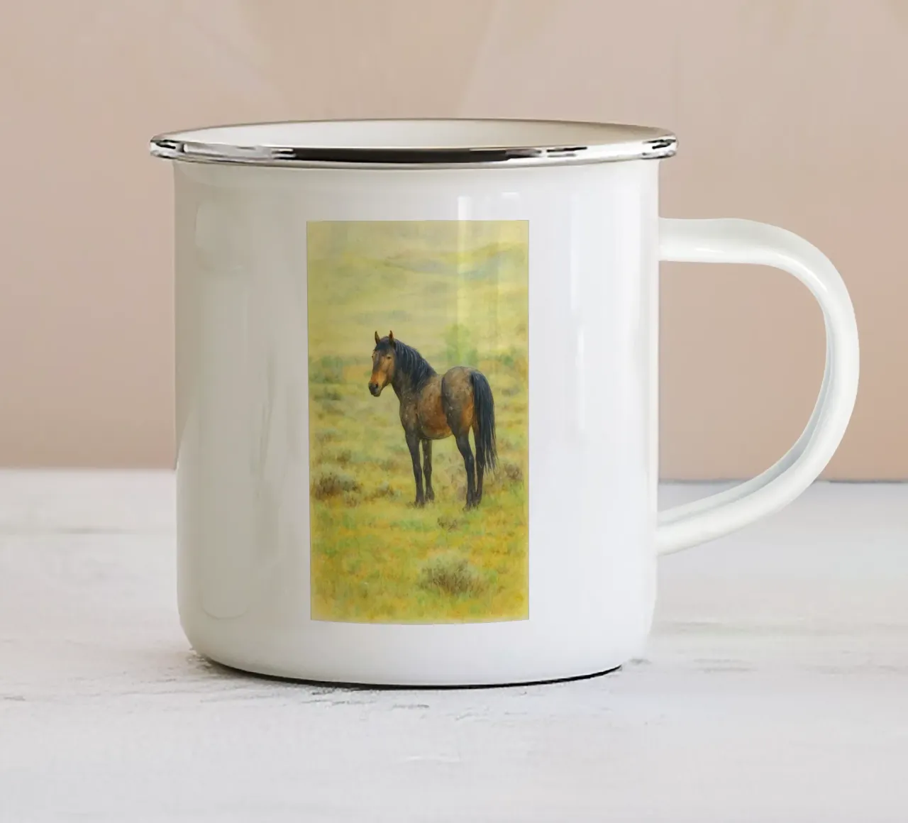 paard schilderij tekening emaille mok van lauraa