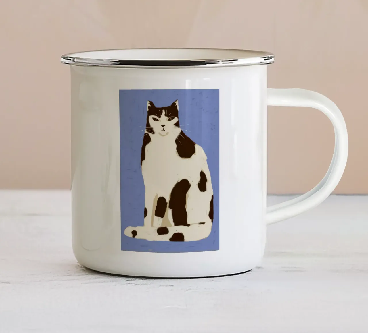 Gatto maculato stoico tazza in smalto da Grande Serene