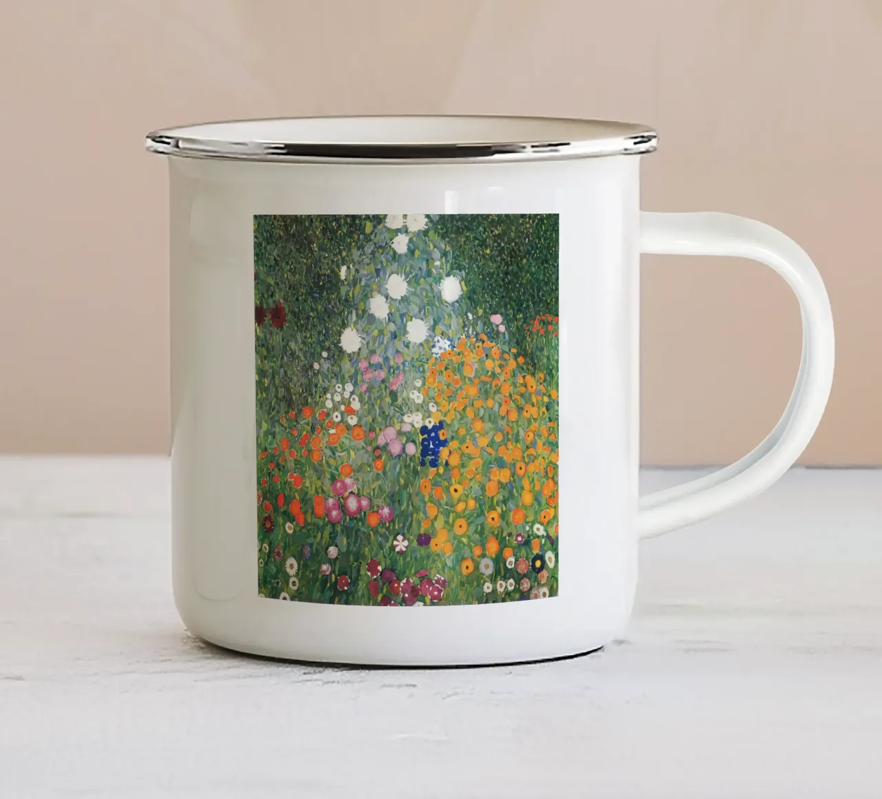 Bloementuin Klimt emaille mok van Stev Shop
