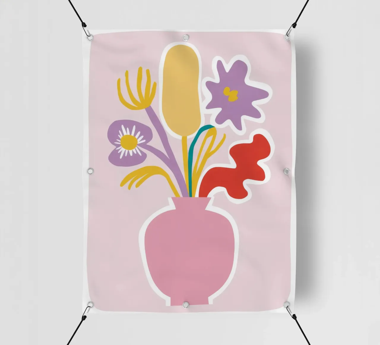 Monochroom Roze Boeket pvc-zeil van Moonlite Desire