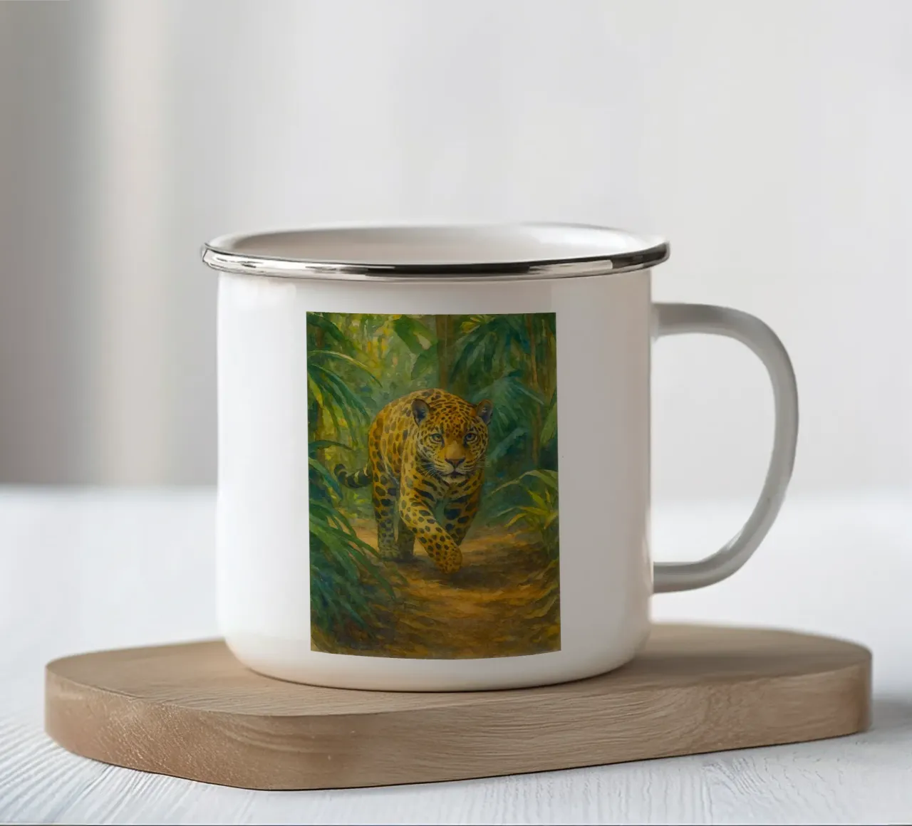 jaguar painting drawing enamel mug by lauraa