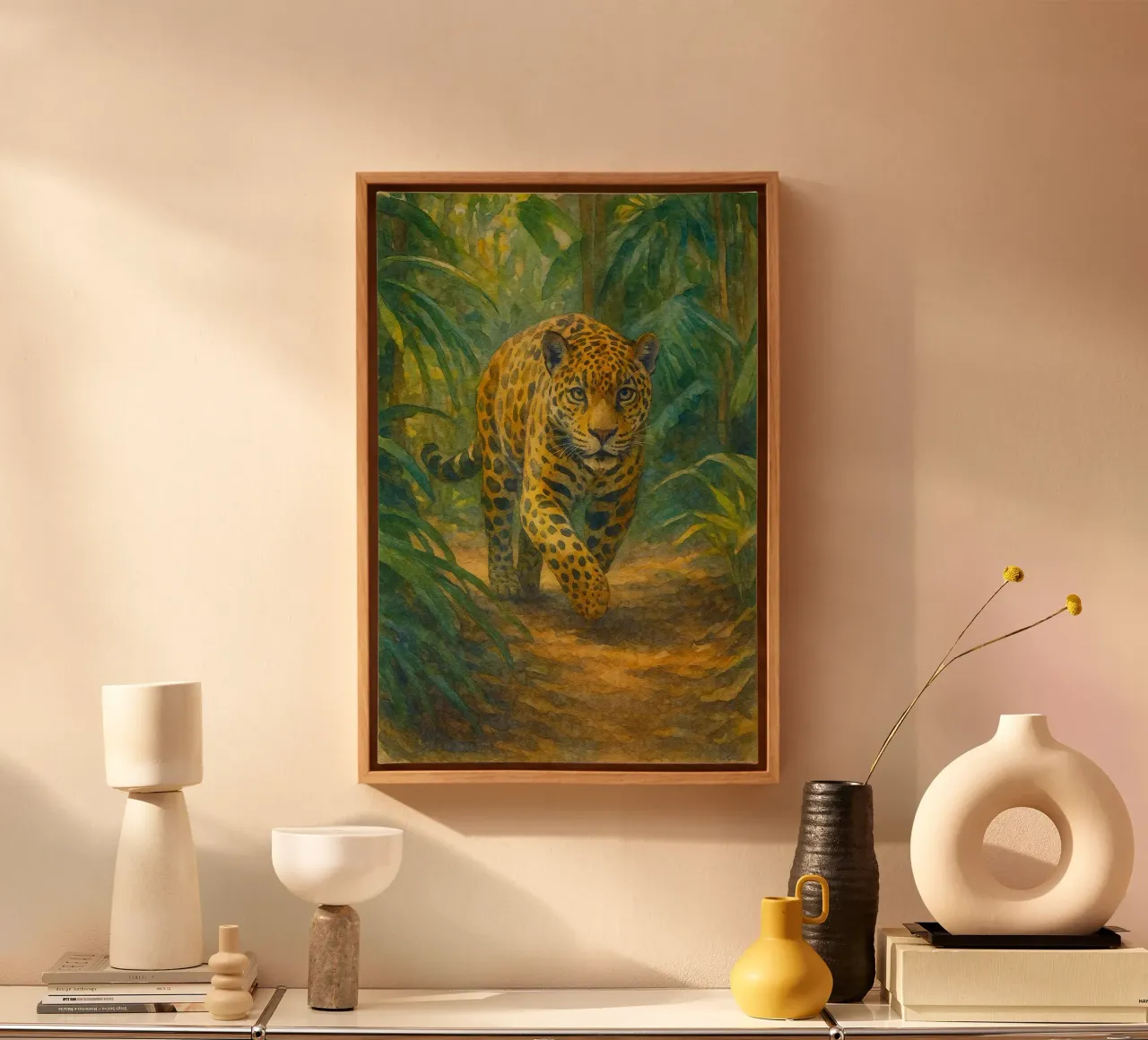 giaguaro pittura disegno tela con Cornice a cassetta da lauraa