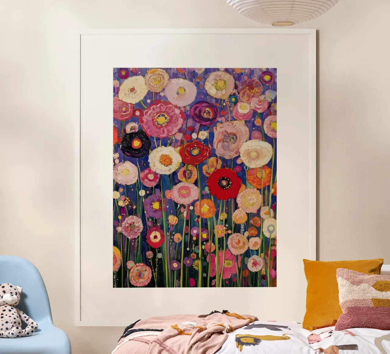 Fiore viola poster con telaio in legno da Stev Shop