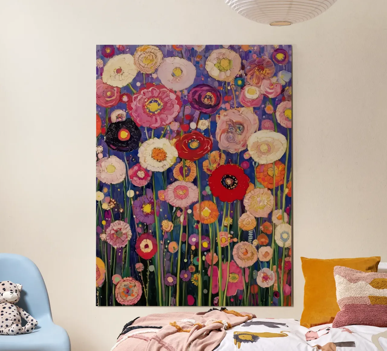 Fiore viola poster con telaio in legno da Stev Shop