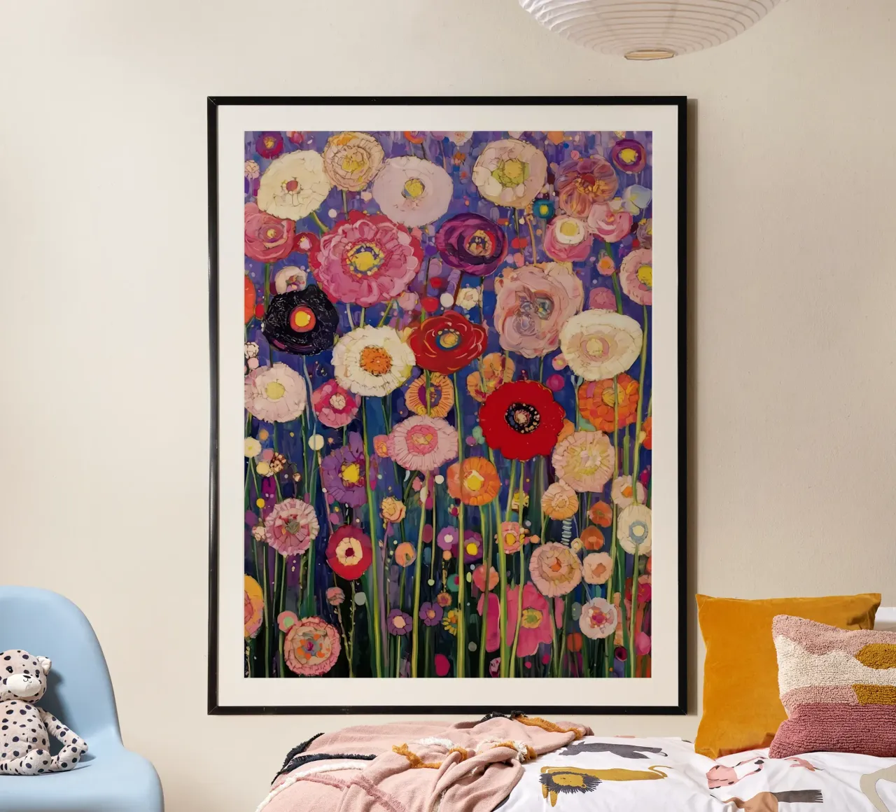 Fiore viola poster con telaio in legno da Stev Shop