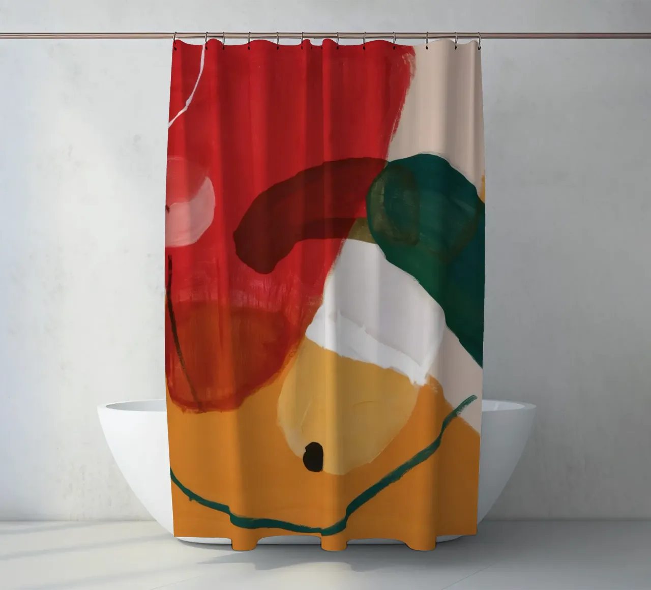 Terra Cotta Clash shower curtain by Vivid Reverie