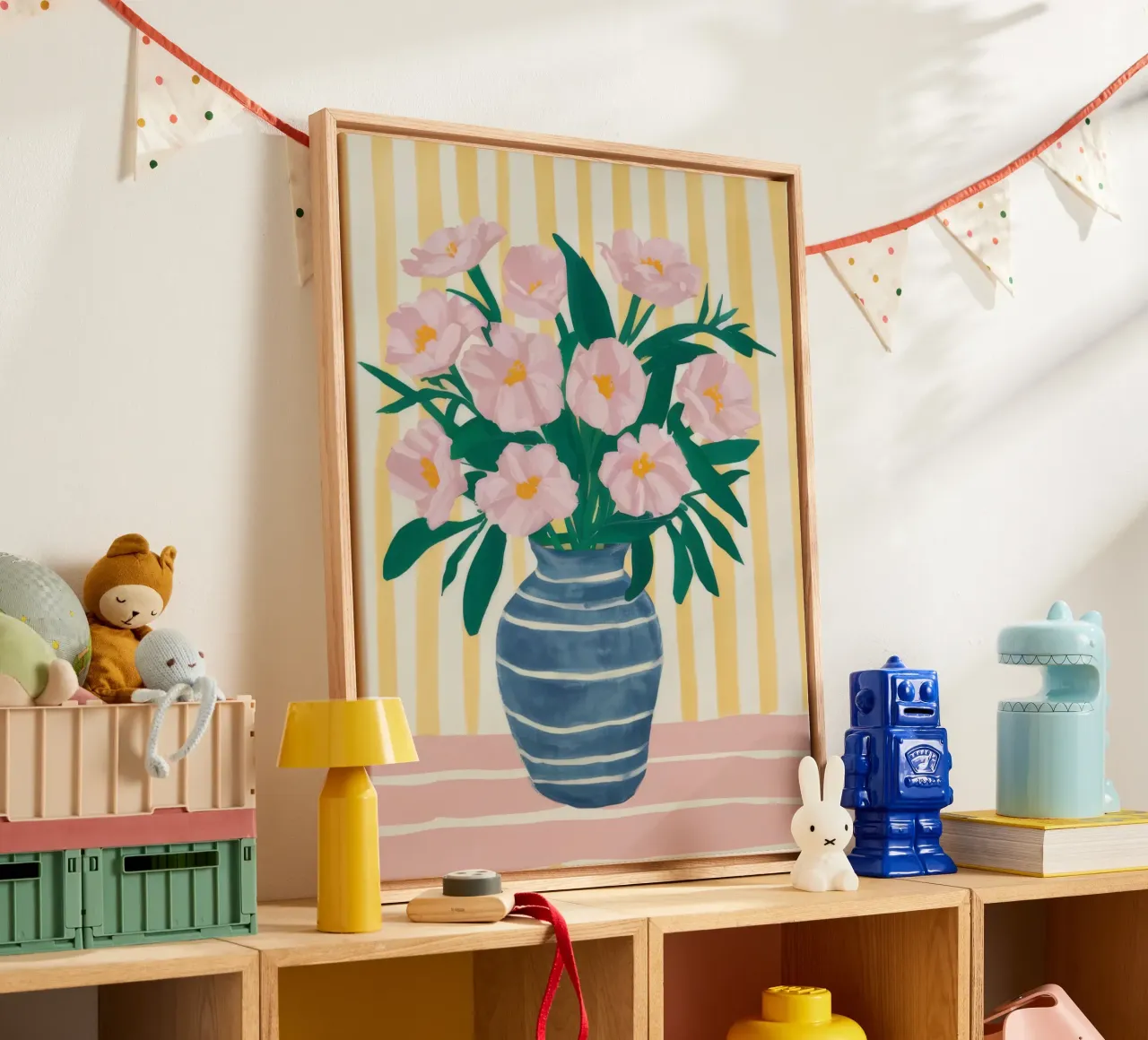 Vaso a strisce di peonia tela con Cornice a cassetta da Lumie Layers