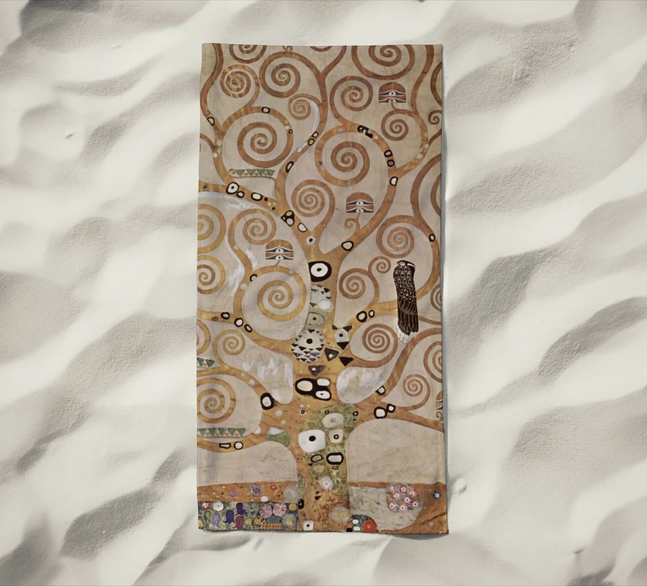 The Tree of Life, Stoclet Frieze beach towel by Stev Shop
