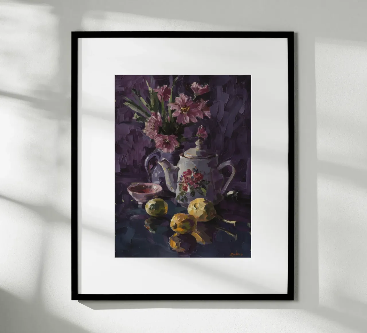 Armonia di fiori di porcellana poster con telaio in legno da Lush Essence