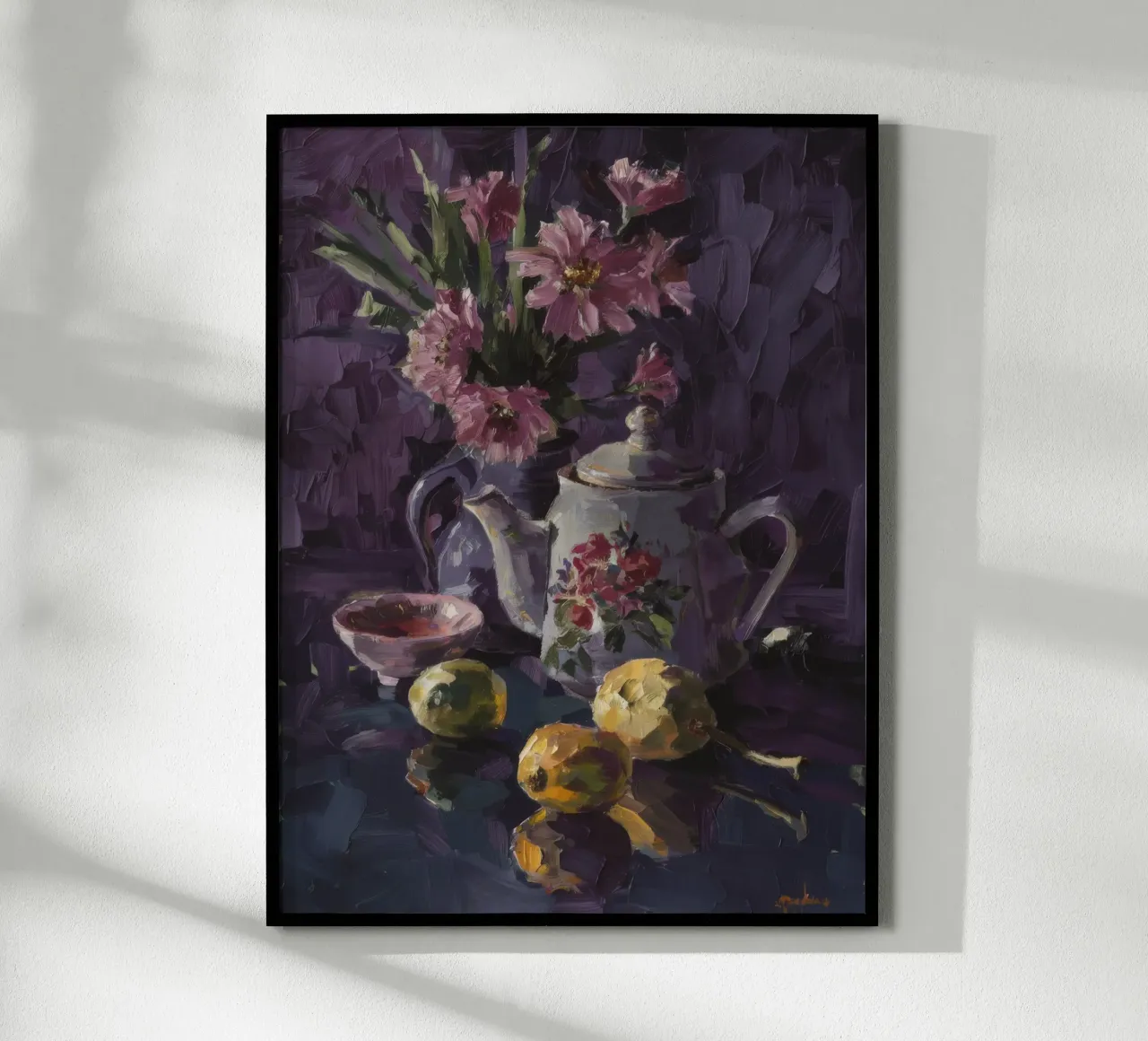Armonia di fiori di porcellana poster con telaio in legno da Lush Essence