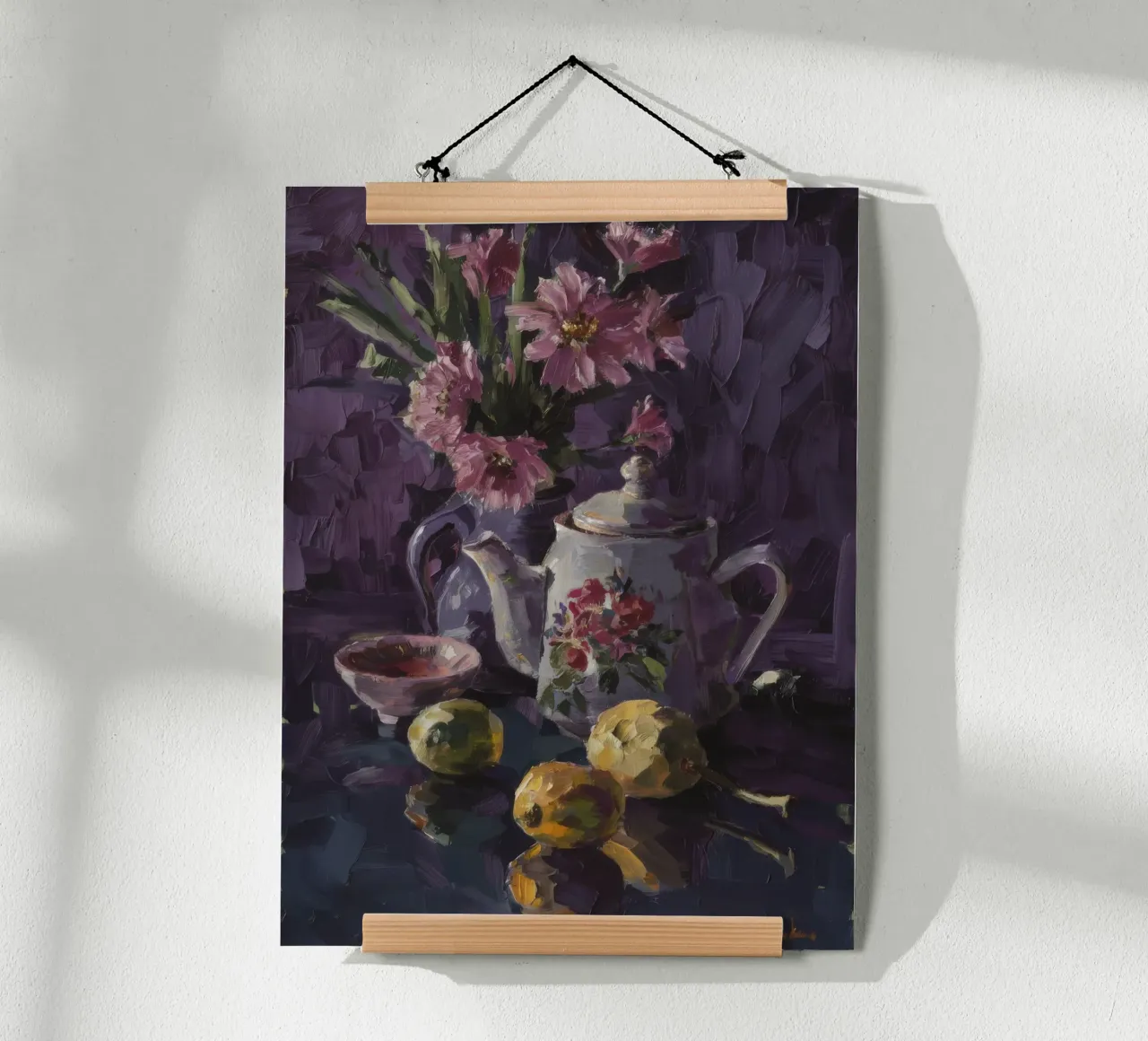 Armonia di fiori di porcellana poster con telaio in legno da Lush Essence