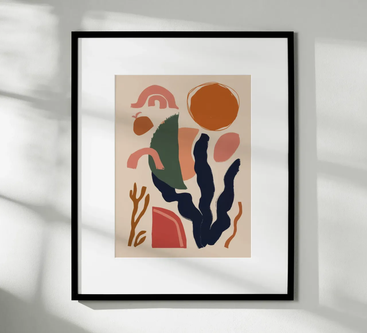 Abstracte vorm Balans poster met houten frame van Lumie Layers