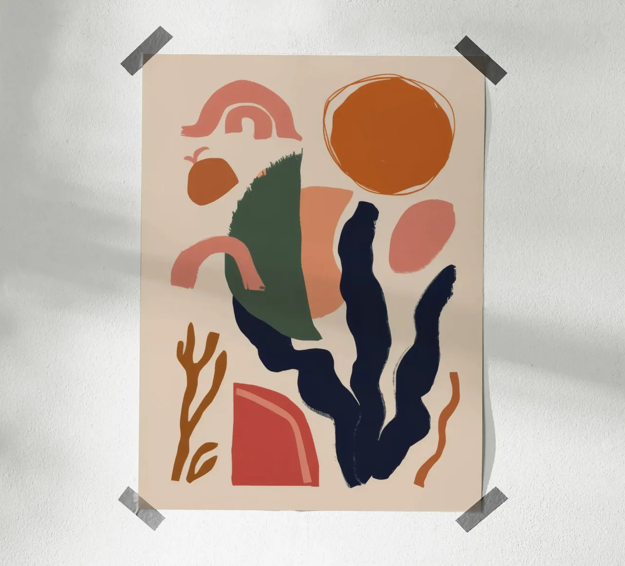 Abstracte vorm Balans poster met houten frame van Lumie Layers