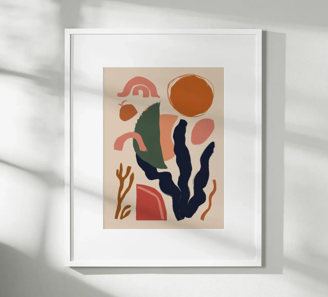 Abstracte vorm Balans poster met houten frame van Lumie Layers