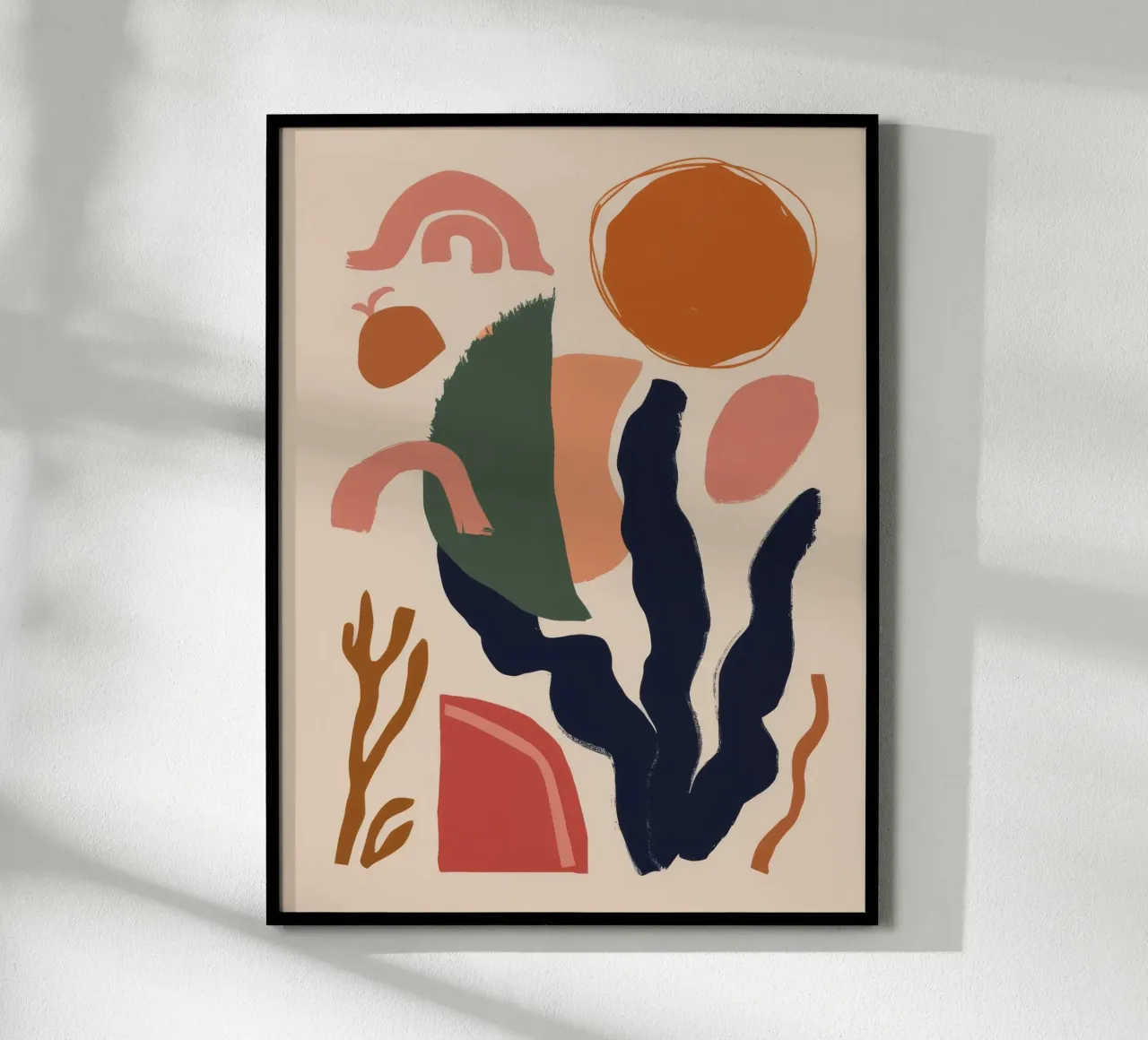 Abstracte vorm Balans poster met houten frame van Lumie Layers