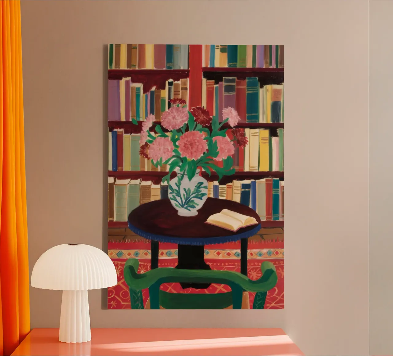 Bloementheebibliotheek canvas met Baklijst van Grande Serene