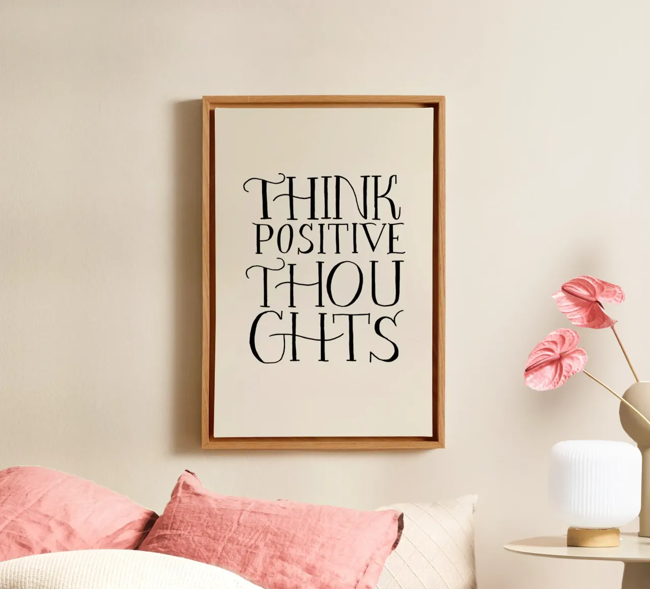 Think Positive Thoughts tela con Cornice a cassetta da Graphite