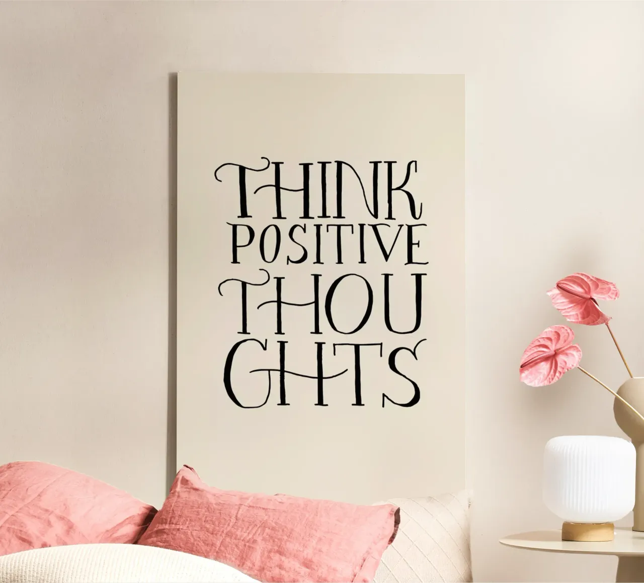 Think Positive Thoughts tela con Cornice a cassetta da Graphite