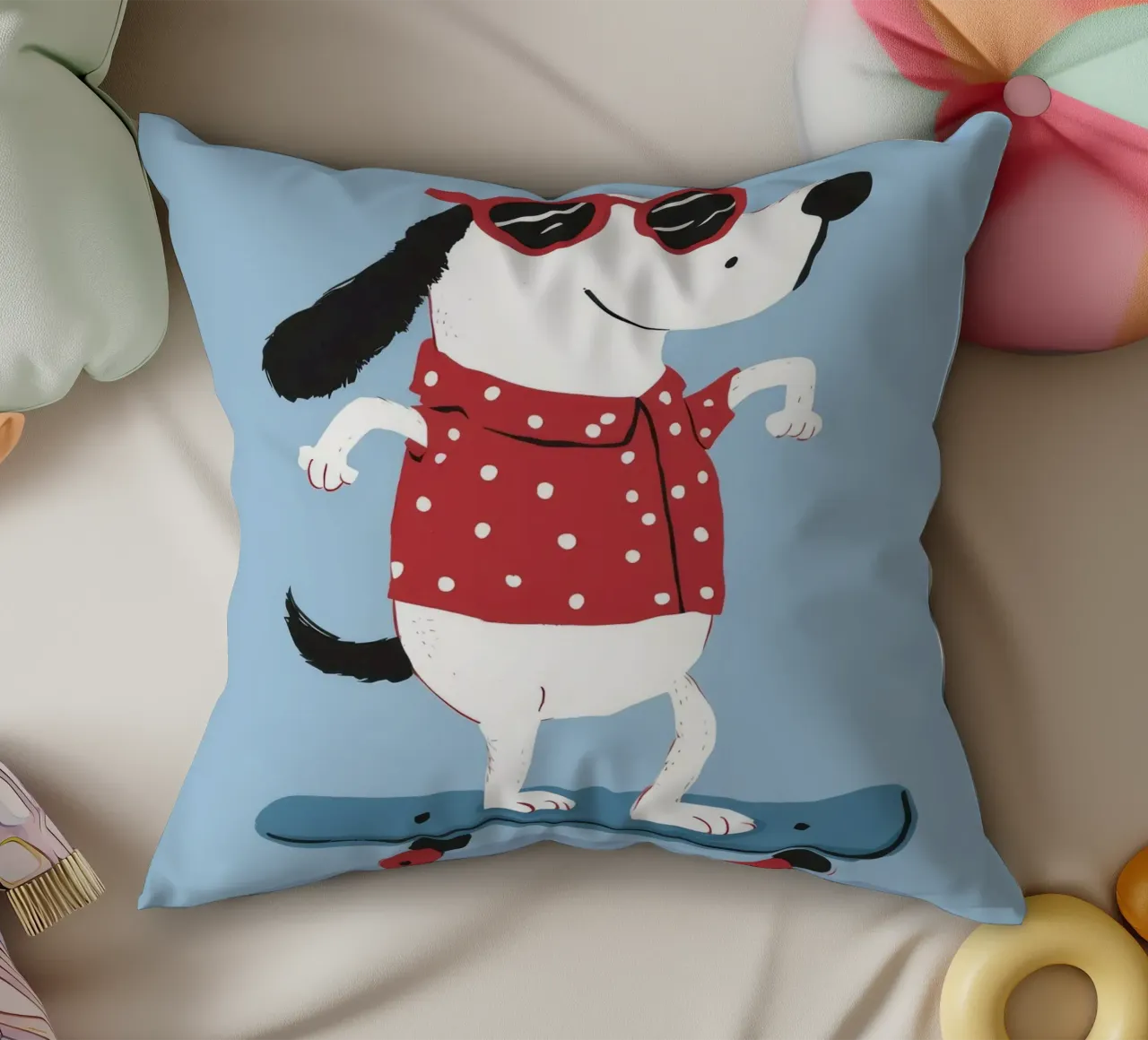 Skateboarding Dog Cool cuscino da Lumie Layers