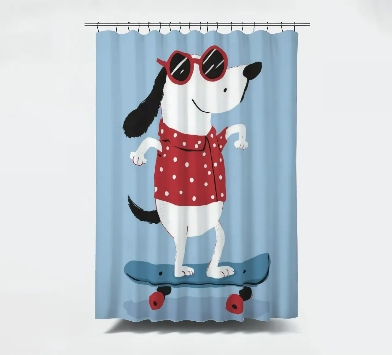 Skateboarding Dog Cool shower curtain by Lumie Layers