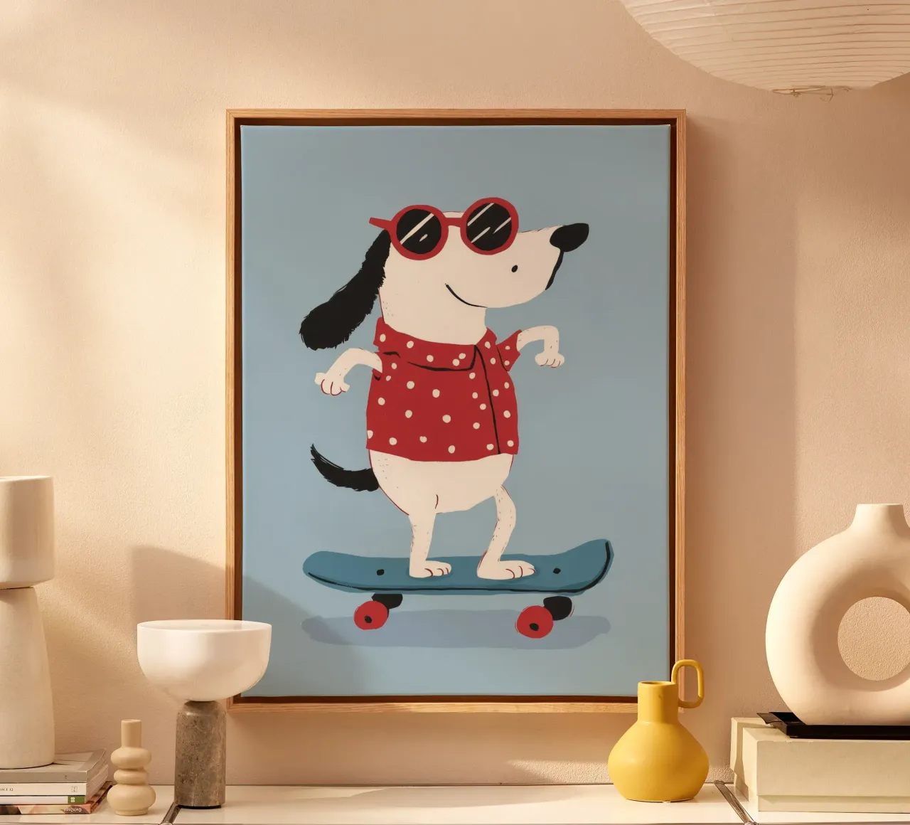 Skateboarding Dog Cool canvas with Floater frame by Lumie Layers