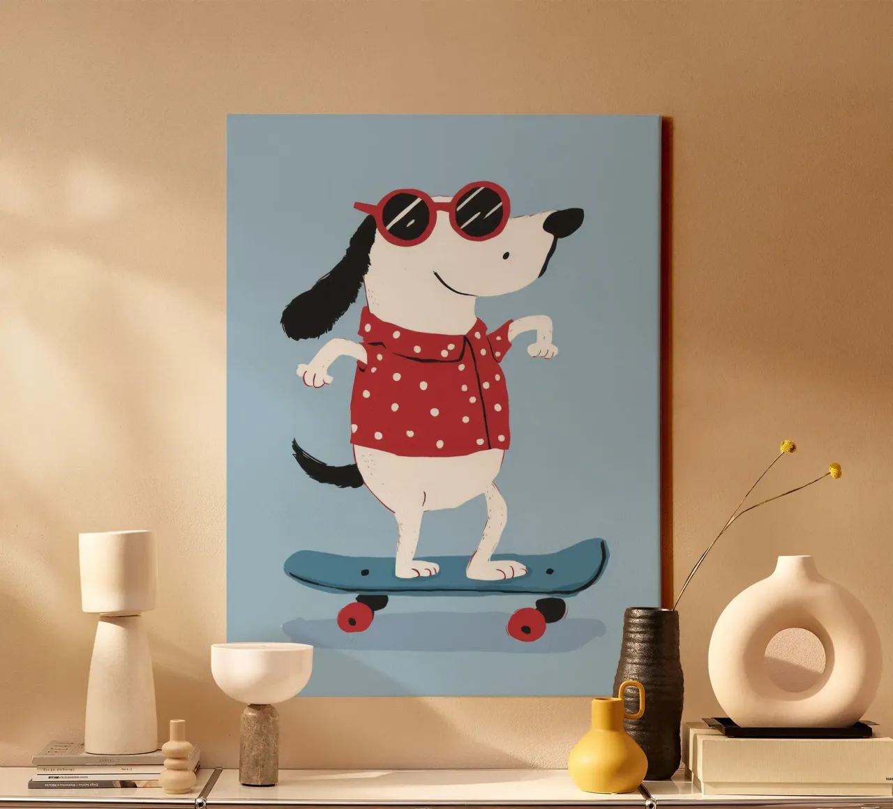 Skateboarding Dog Cool canvas with Floater frame by Lumie Layers
