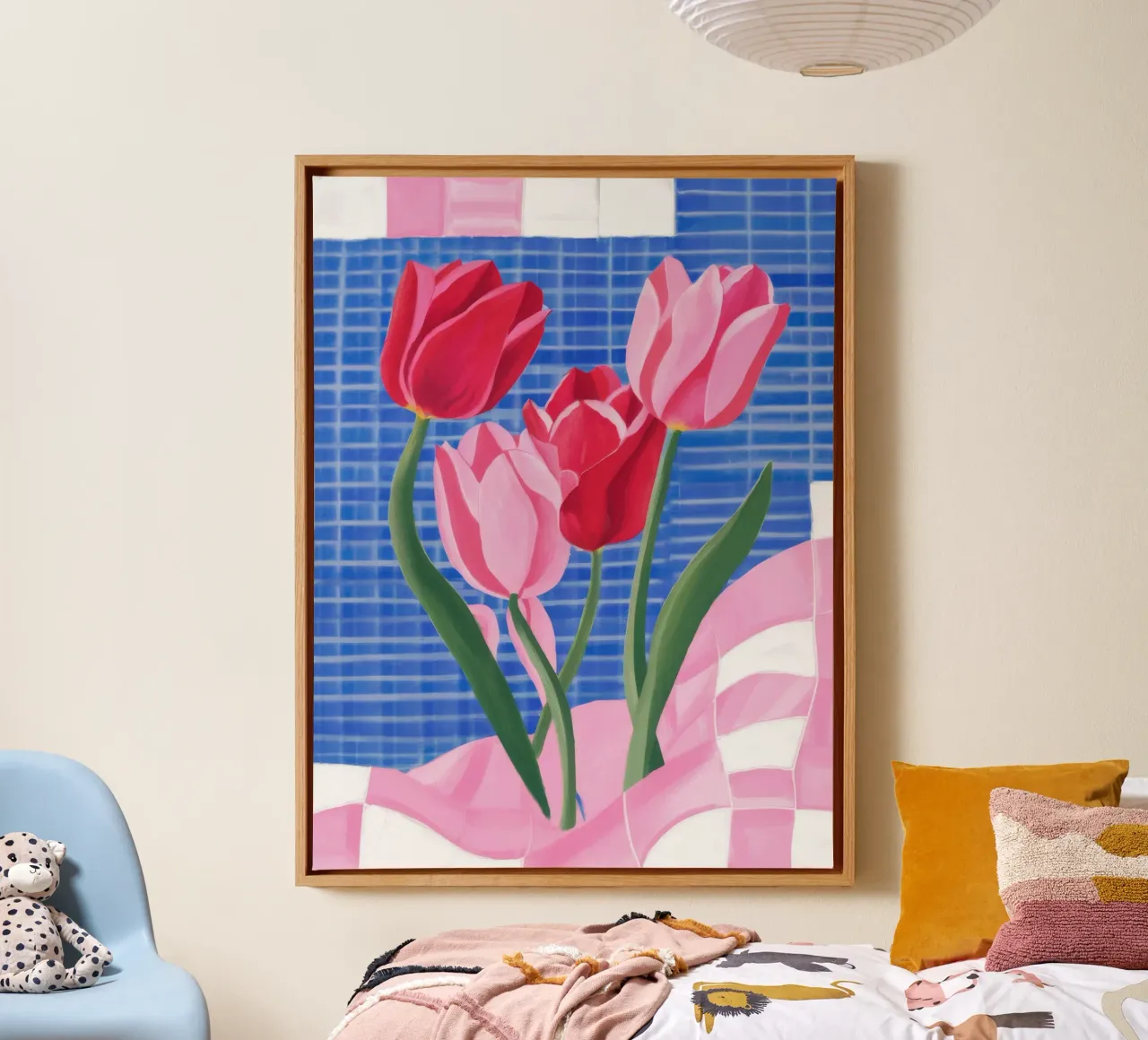 Grid Tulip Elegy canvas with Floater frame by Moonlite Desire