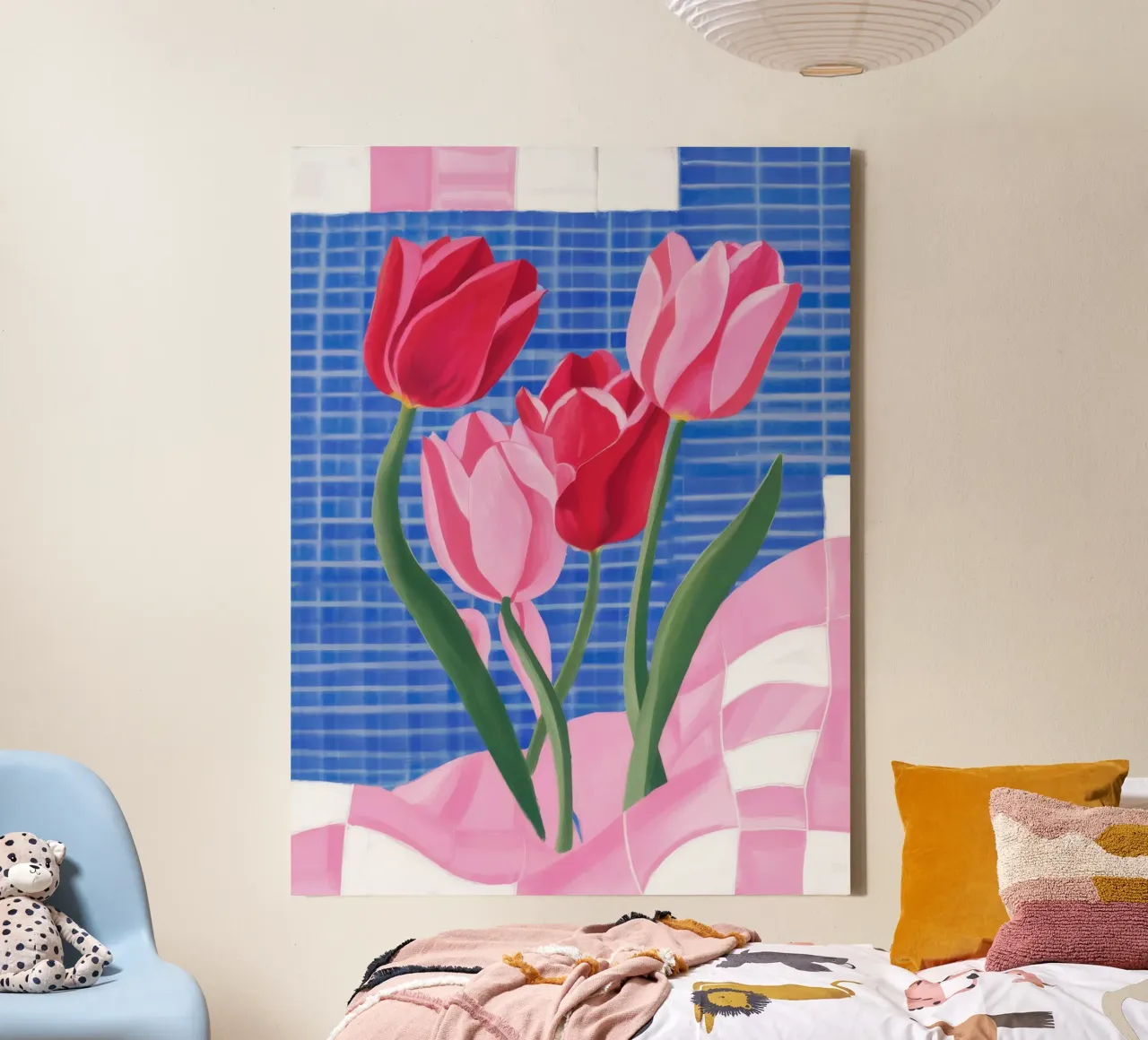 Grid Tulip Elegy canvas with Floater frame by Moonlite Desire