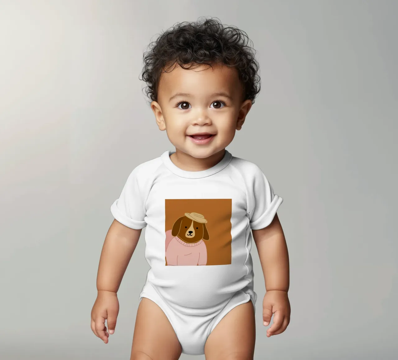 Dapper Hund Porträt Kurzarm Babybody von Grande Serene