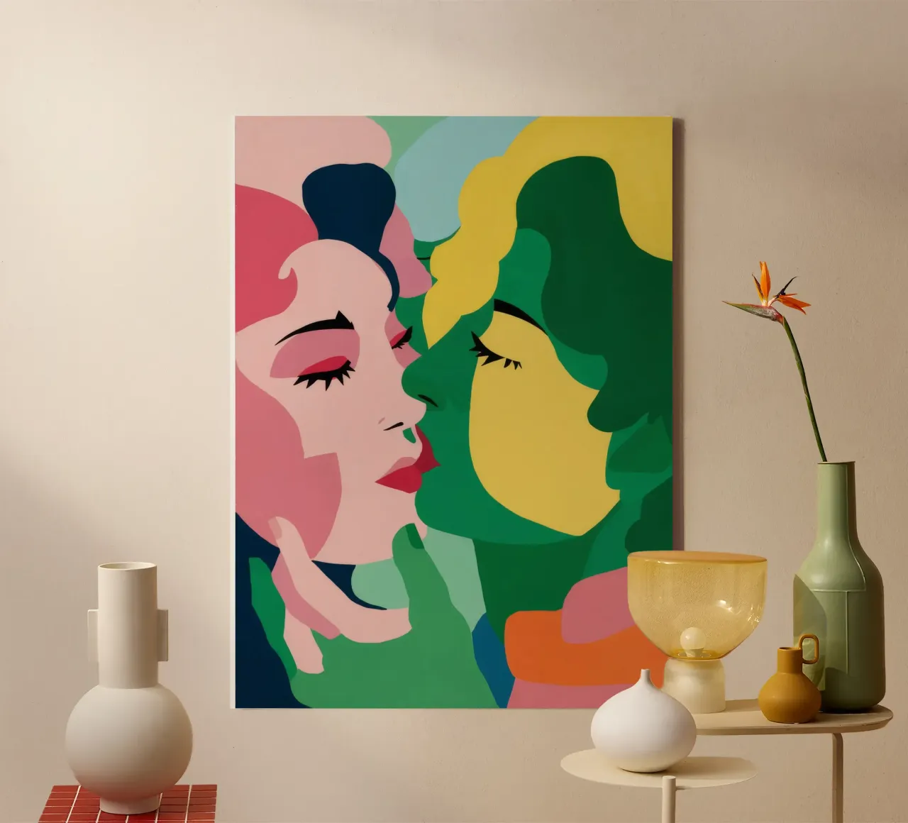 Omhelzing met twee gezichten canvas van Lumie Layers