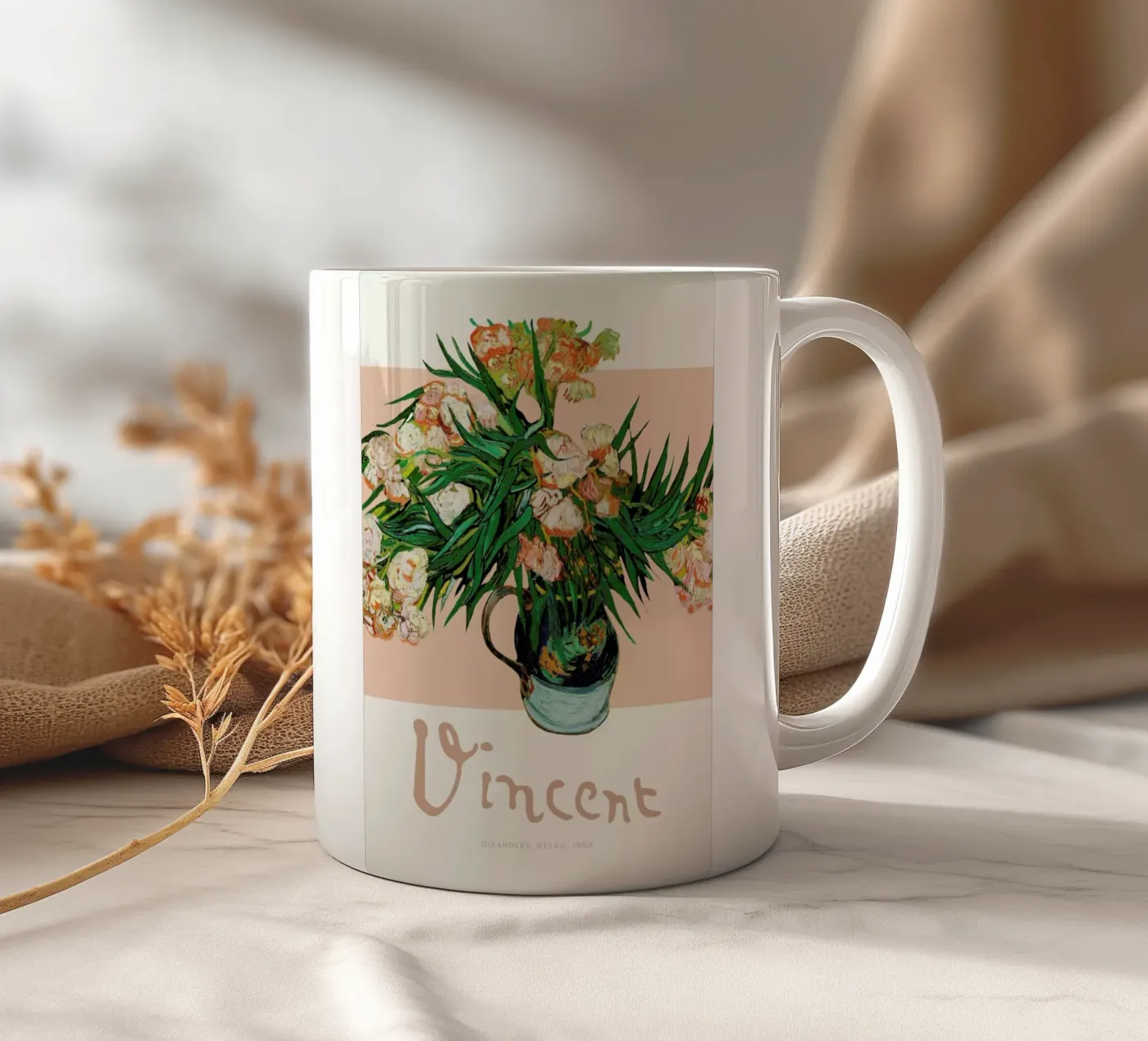Signed, Vincent – Oleanders ceramic mug by Vintage by JUNIQE