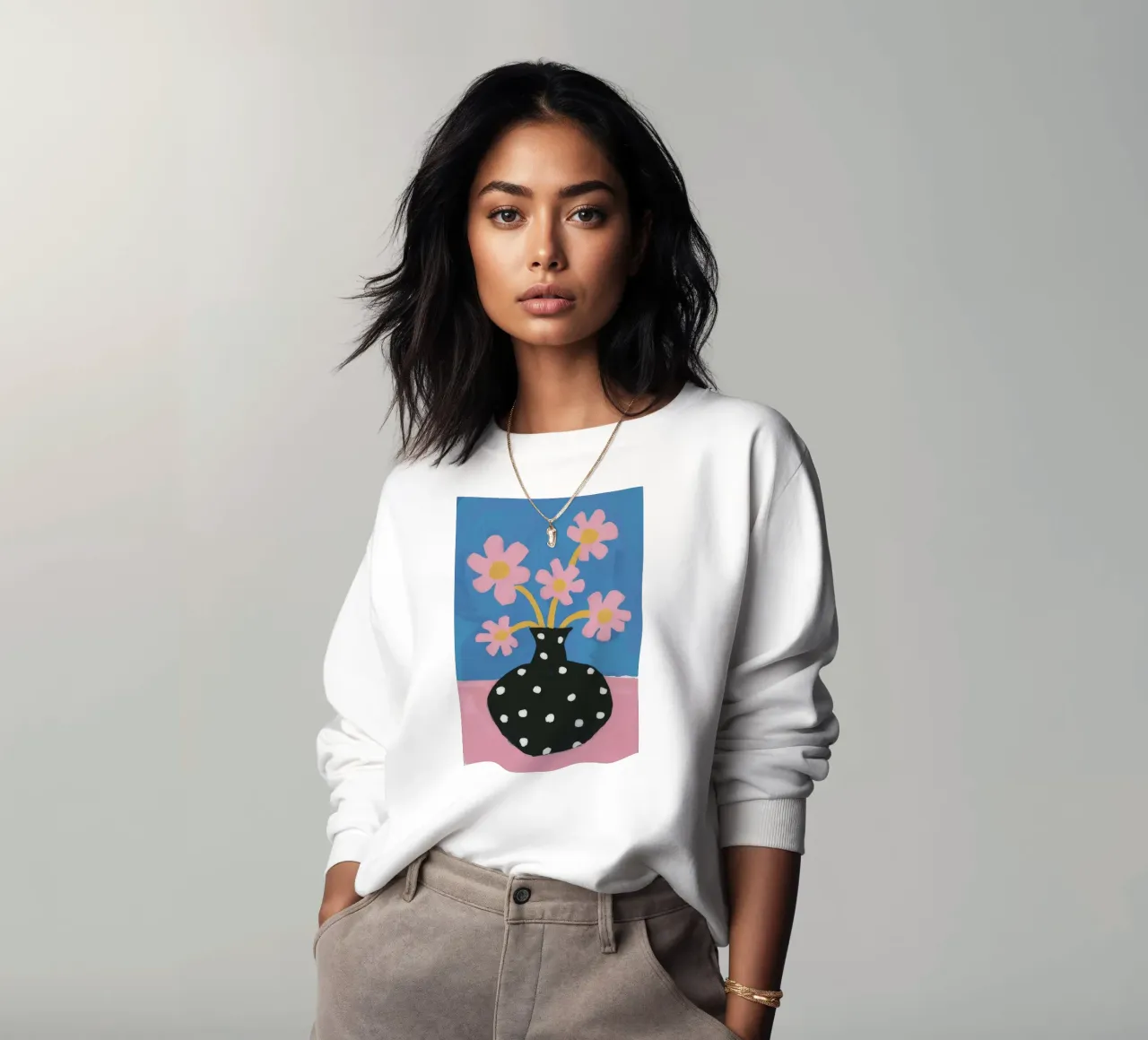Gepunktete Vase Einfachheit Sweatshirt von Moonlite Desire