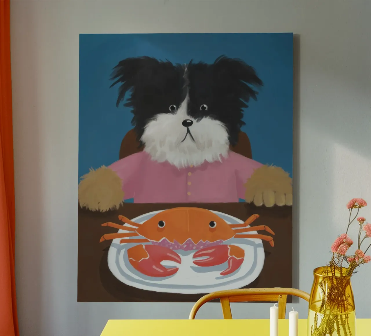 Crabby Canine Diner canvas with Floater frame by Grande Serene