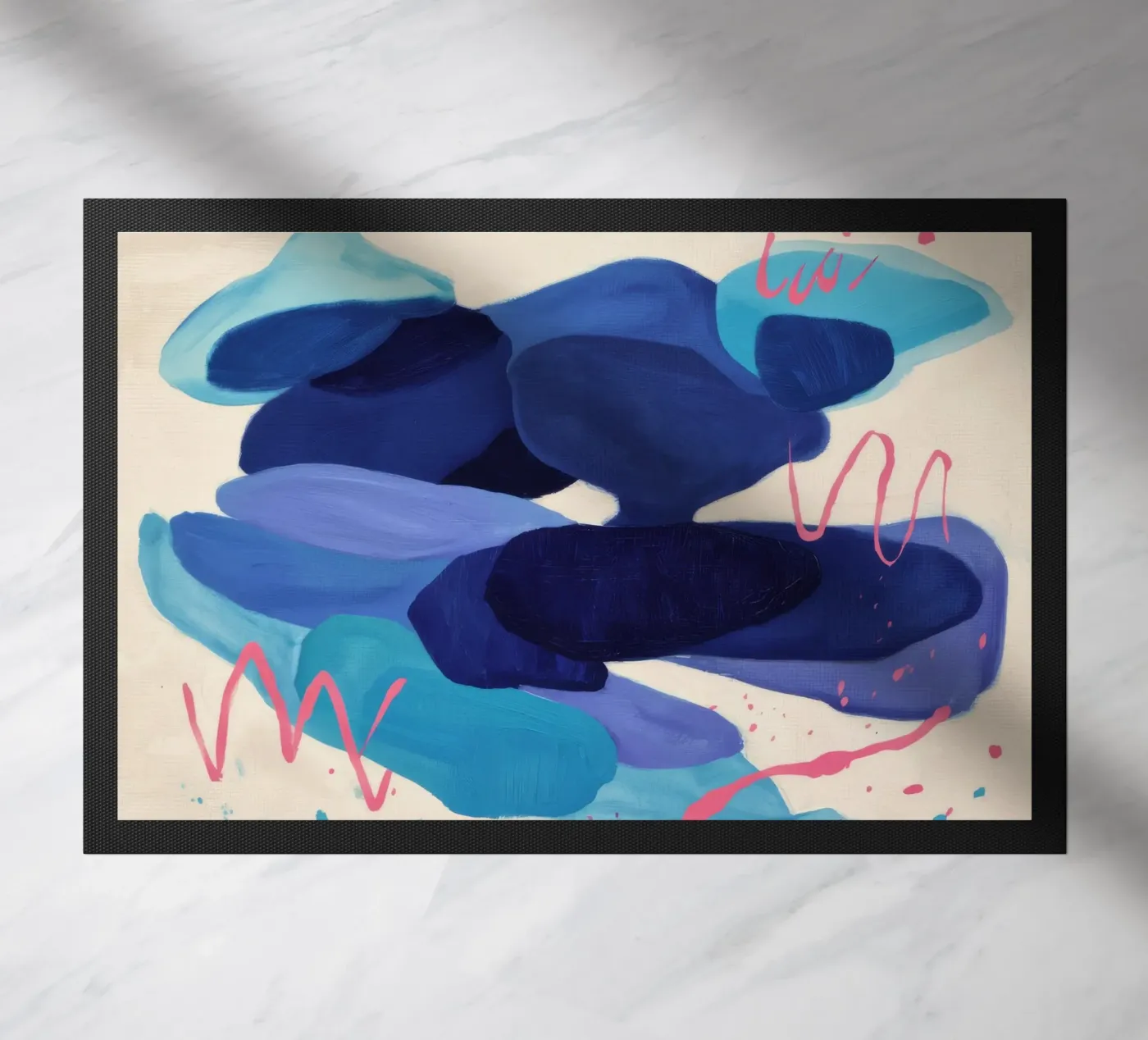 Deep Blue Scribble doormat by Vivid Reverie