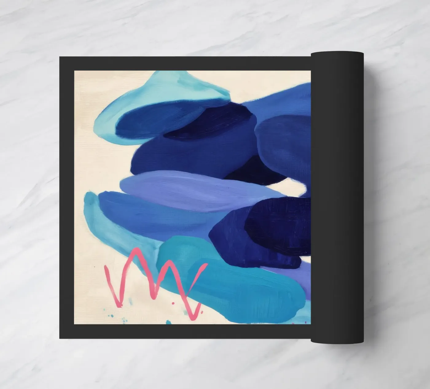Deep Blue Scribble doormat by Vivid Reverie