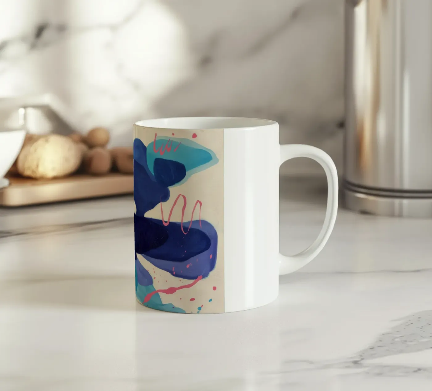 Deep Blue Scribble ceramic mug by Vivid Reverie