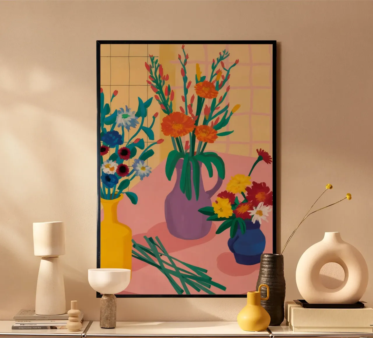 Das fröhliche Chaos des Floristen Poster mit Holzrahmen von Moonlite Desire