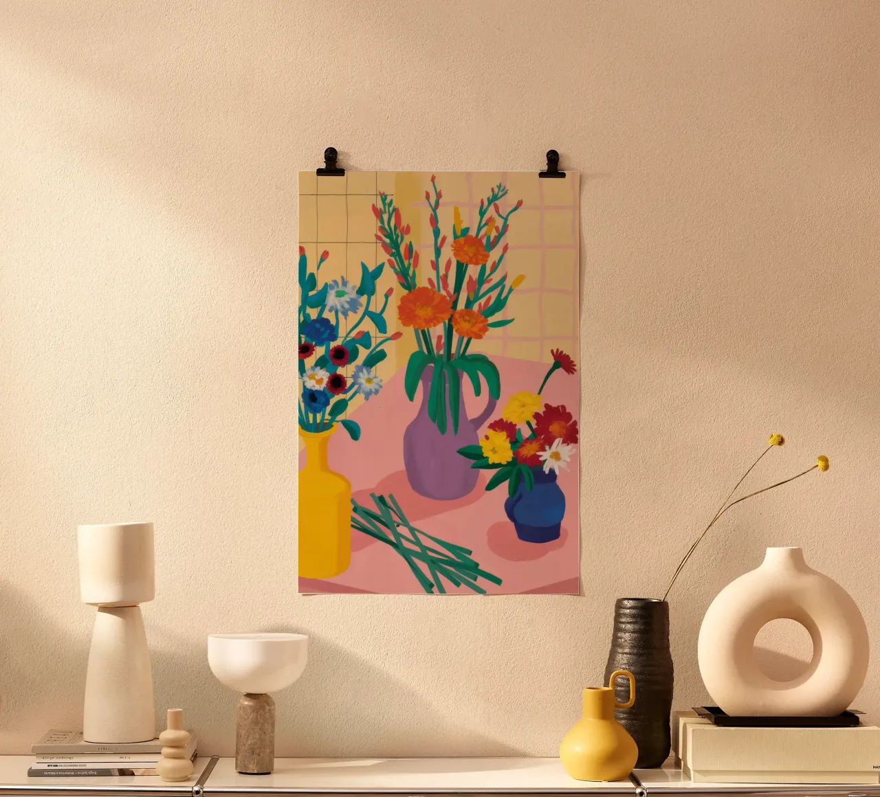 Das fröhliche Chaos des Floristen Poster mit Holzrahmen von Moonlite Desire
