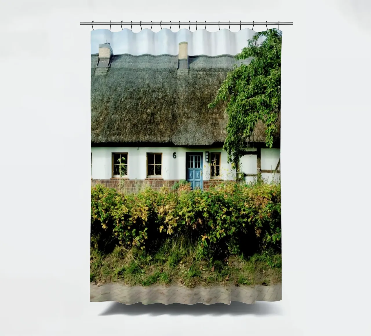 House Number 6 Duschvorhang von Sebastian Hilgetag