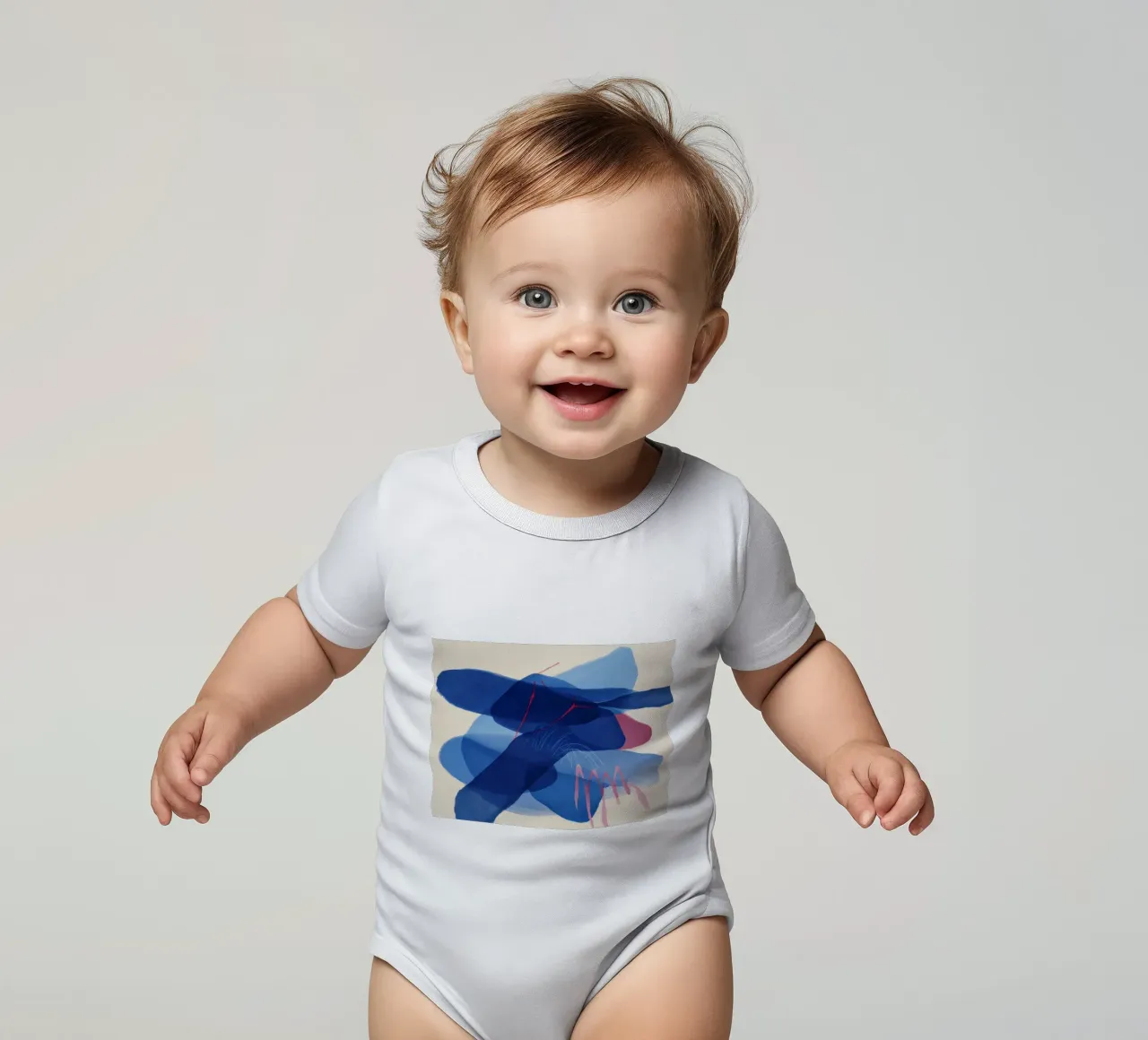 Fragmentierter Blauer Dunst Kurzarm Babybody von Vivid Reverie