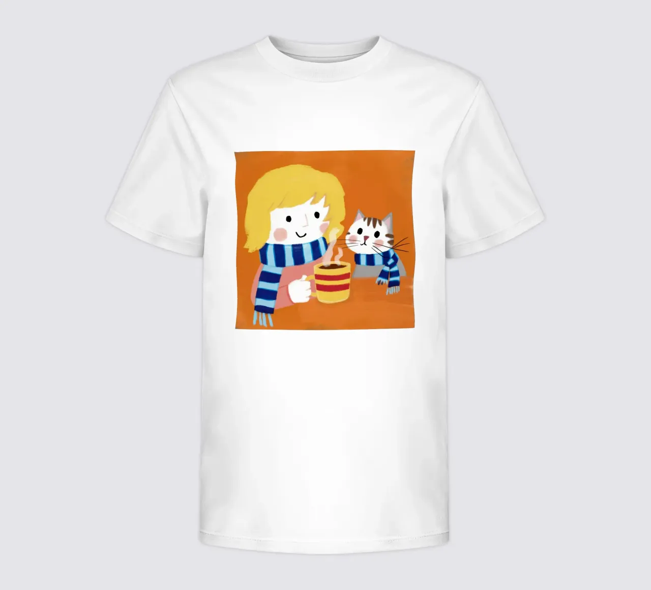 Cat Coffee Cozy kids t-shirt by Lumie Layers